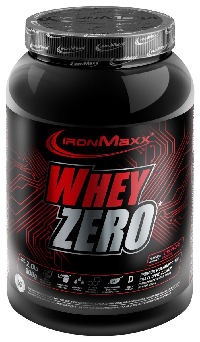 IronMaxx Whey Zero Protein Powder - Strawberry 908 Tub