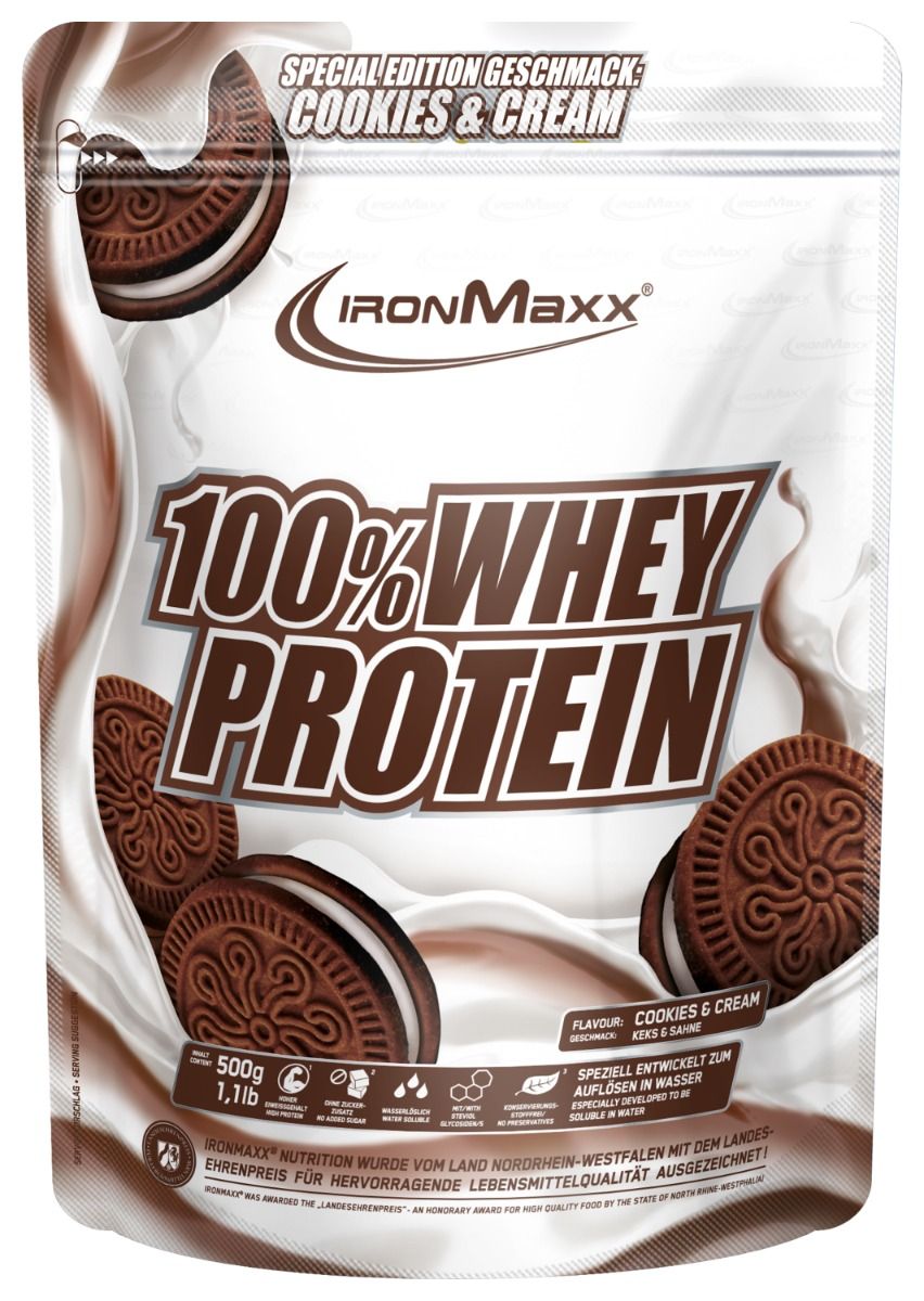 IronMaxx 100% Whey Protein 500g Bag Cookies & Cream