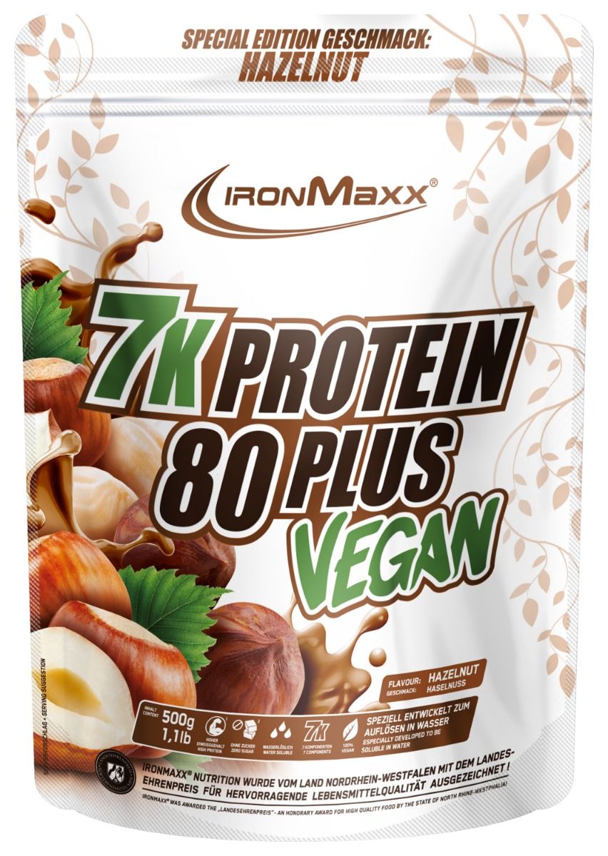 IronMaxx 7K Protein 80 Plus Vegan 500g Hazelnut