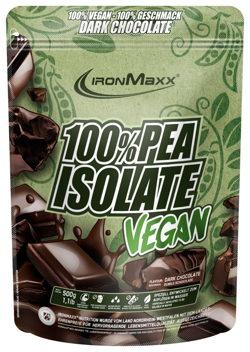 IronMaxx 100% Pea Protein Isolate Vegan 500g Dark Chocolate