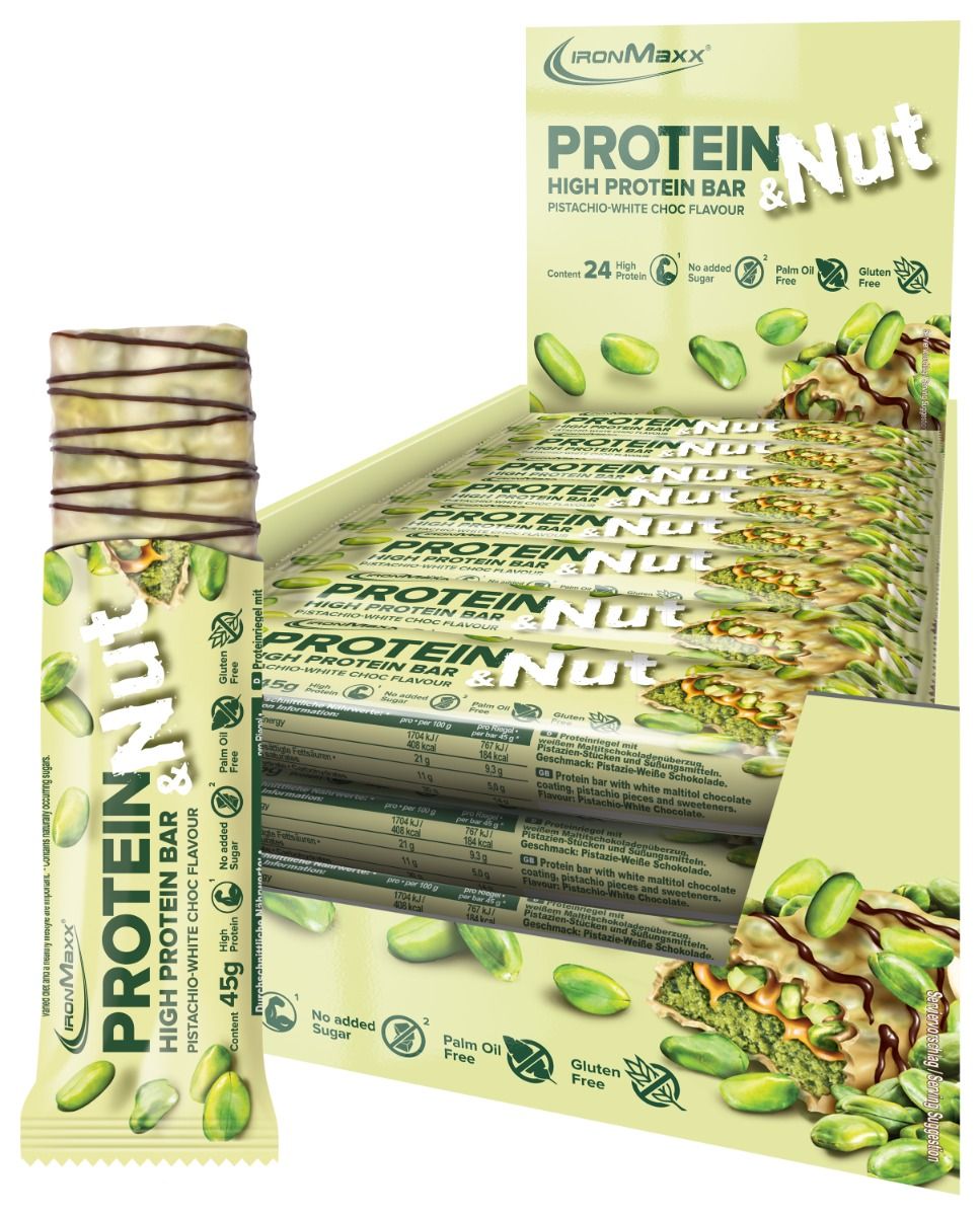 IronMaxx Protein & Nut - Pistachio White Choc 24 x 45g