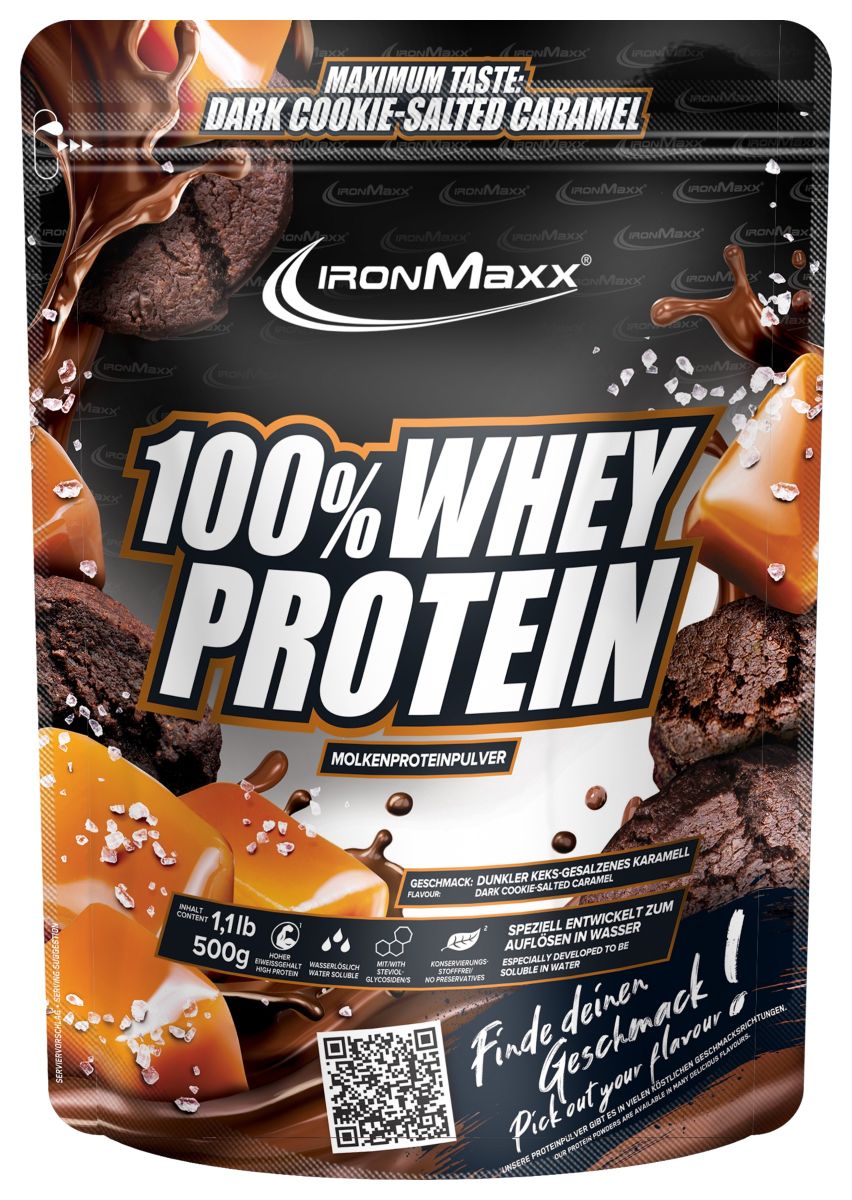 IronMaxx 100% Whey Protein 500g Bag Dark Cookie Salted Caramel