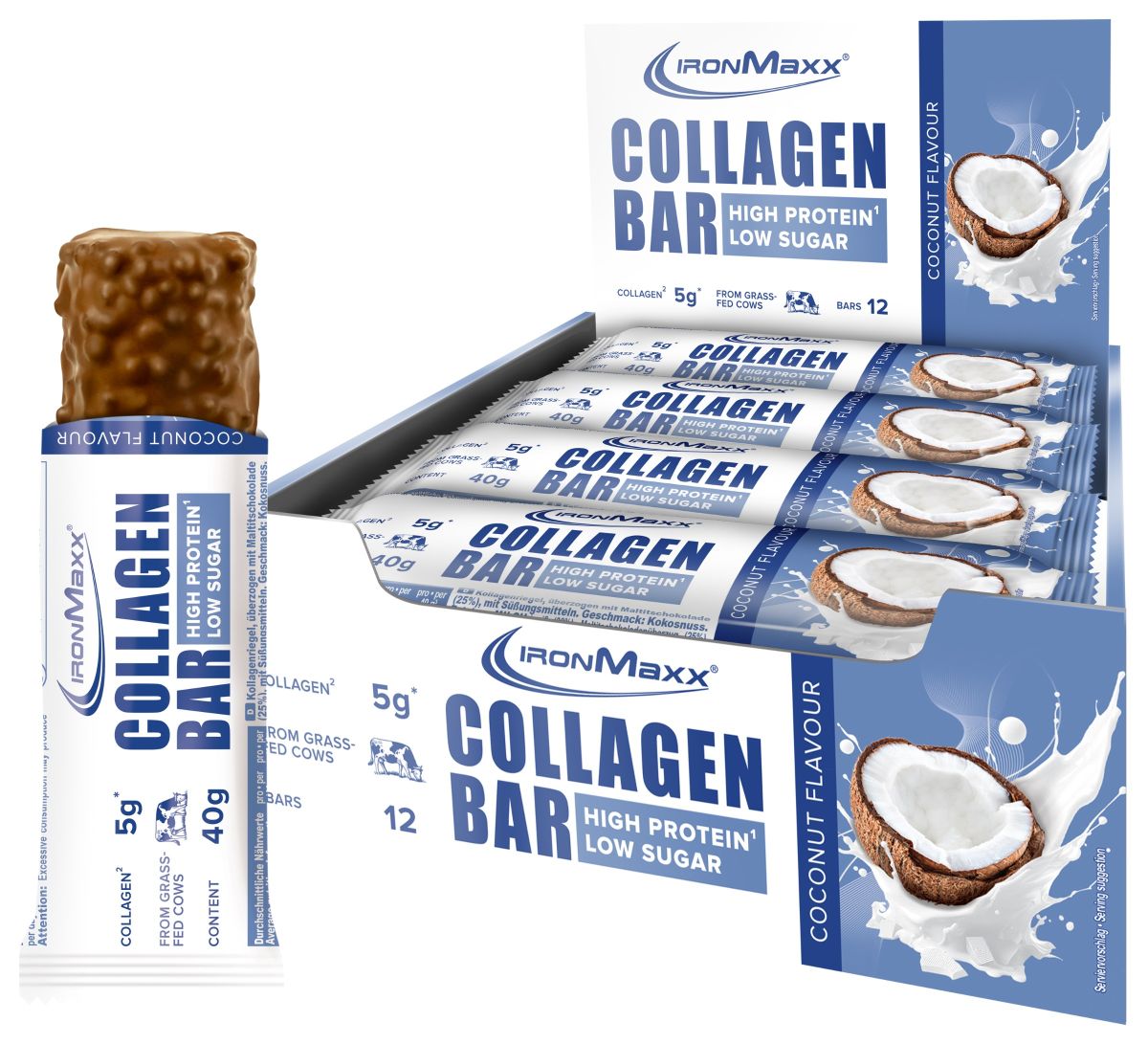 IronMaxx Collagen Bar – Coconut Flavour 12 x 40g