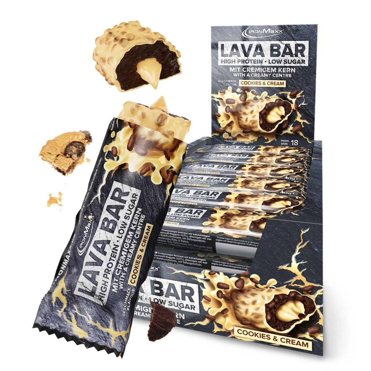 Lava Bar Protein Riegel (18x40g) - Cookies and Cream (MHD: 31.07.2024)