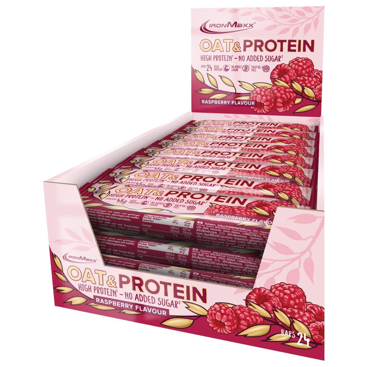 IronMaxx Oat & Protein Bar - Raspberry 24 x 45g